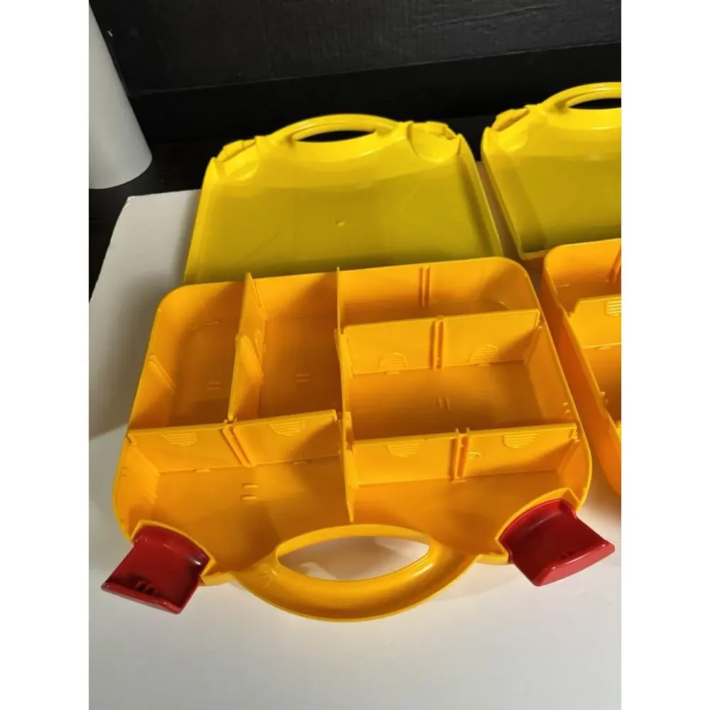 LEGO Set of 2 Storage Carrying Cases Yellow & Orange Adjustable Dividers VG Cond